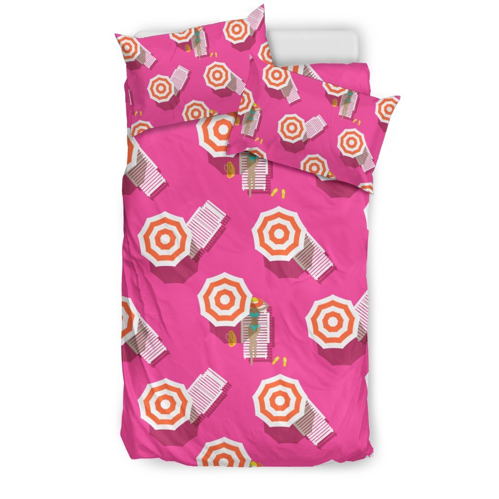 Beach Top View Umbrella Theme Duvet Cover Bedding Set