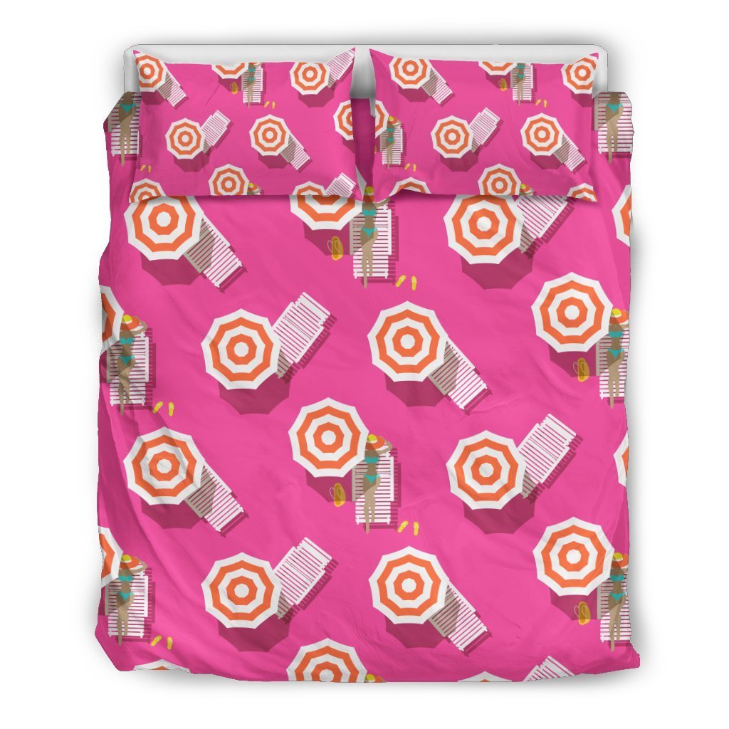 Beach Top View Umbrella Theme Duvet Cover Bedding Set