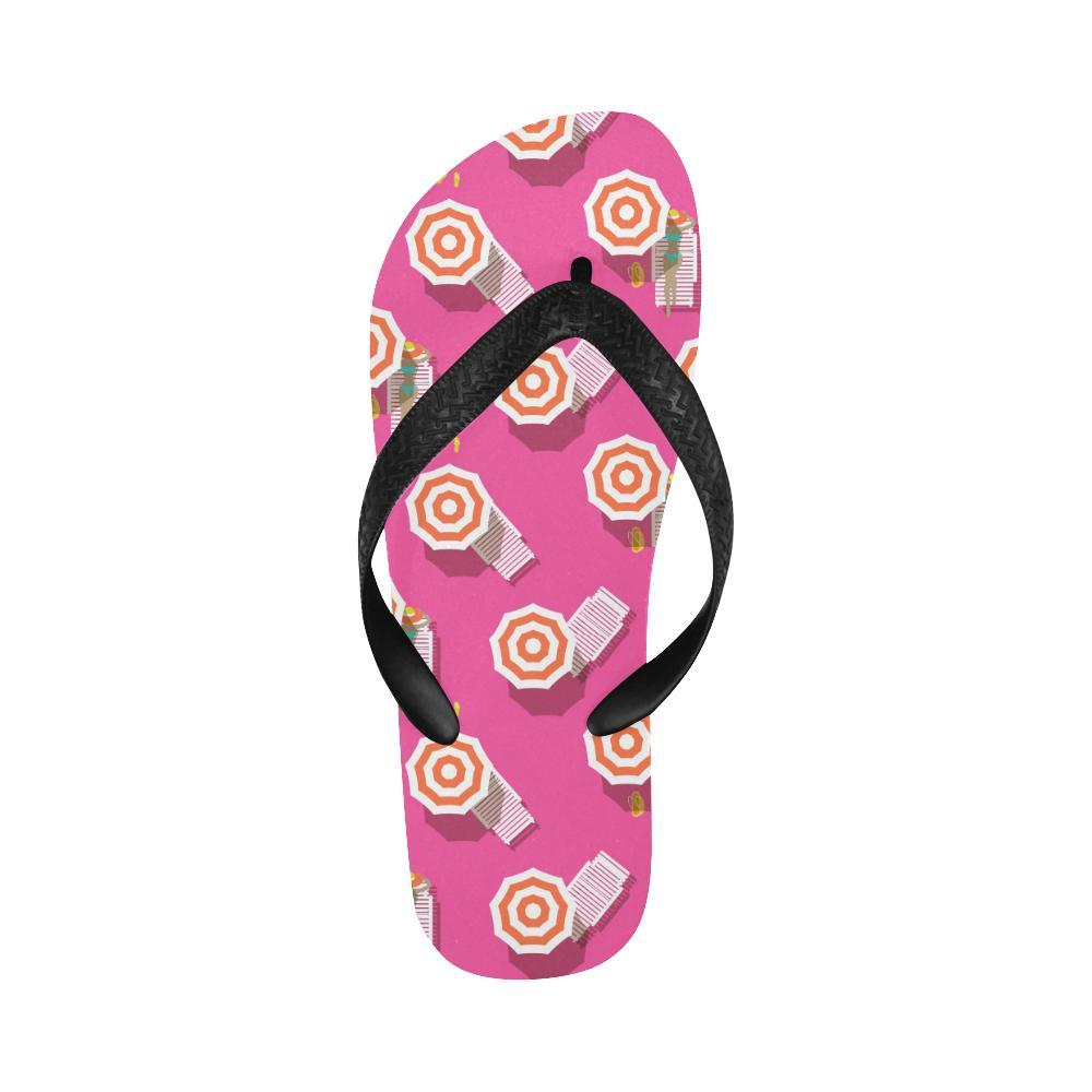 Beach Top View Umbrella Theme Flip Flops-JTAMIGO.COM