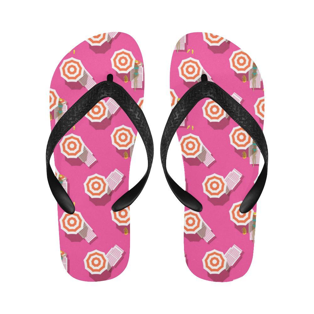 Beach Top View Umbrella Theme Flip Flops-JTAMIGO.COM