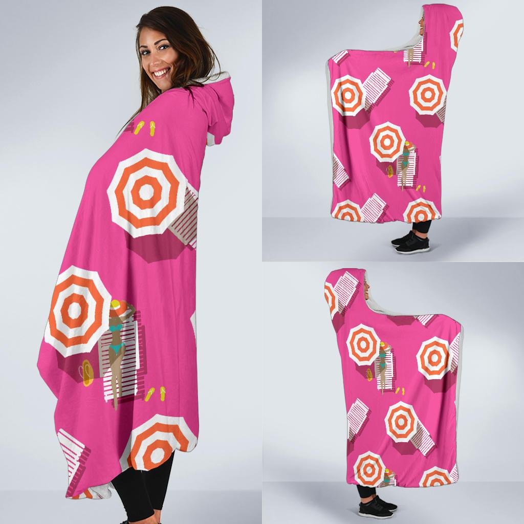 Beach Top View Umbrella Theme Hooded Blanket-JTAMIGO.COM