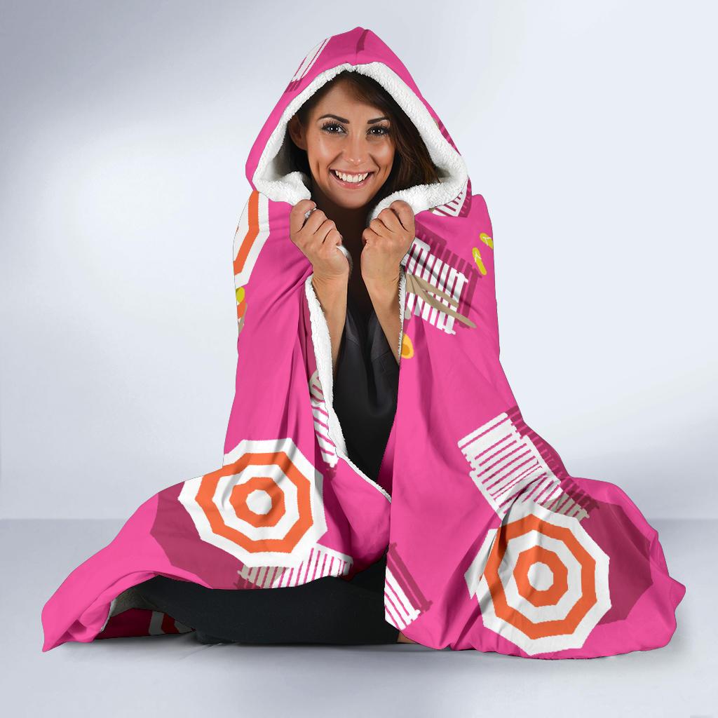 Beach Top View Umbrella Theme Hooded Blanket-JTAMIGO.COM