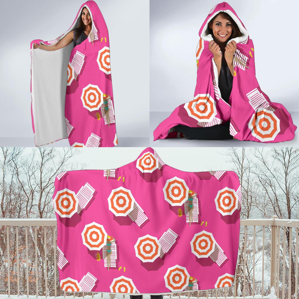 Beach Top View Umbrella Theme Hooded Blanket-JTAMIGO.COM