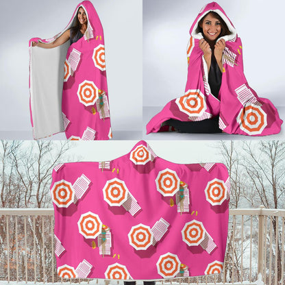 Beach Top View Umbrella Theme Hooded Blanket-JTAMIGO.COM