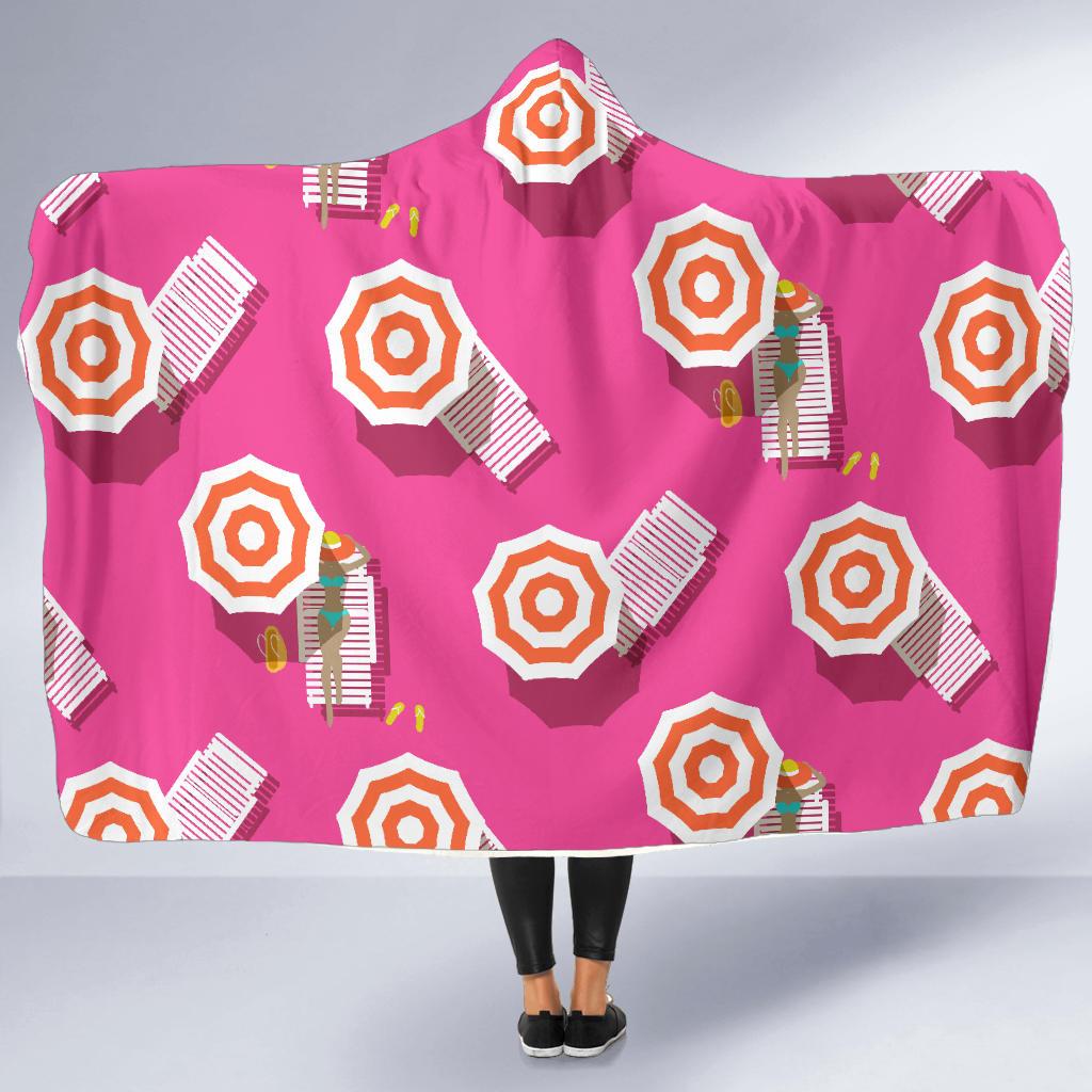 Beach Top View Umbrella Theme Hooded Blanket-JTAMIGO.COM