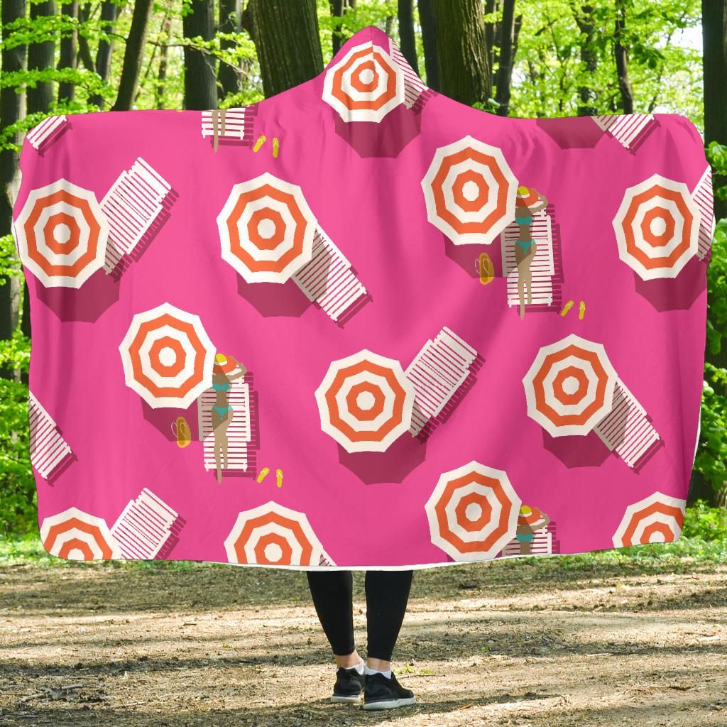Beach Top View Umbrella Theme Hooded Blanket-JTAMIGO.COM