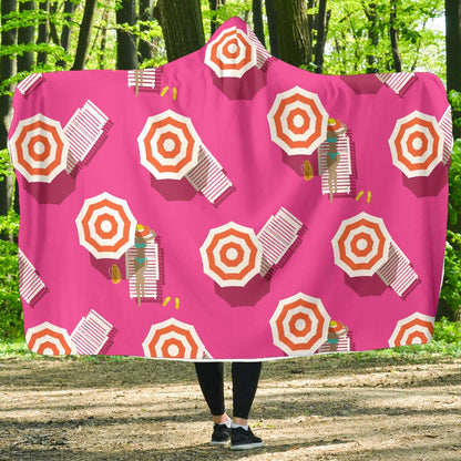 Beach Top View Umbrella Theme Hooded Blanket-JTAMIGO.COM