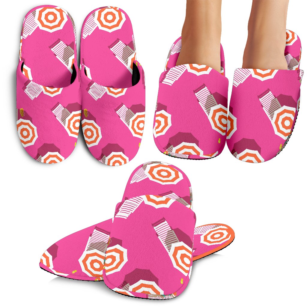Beach Top View Umbrella Theme House Slippers