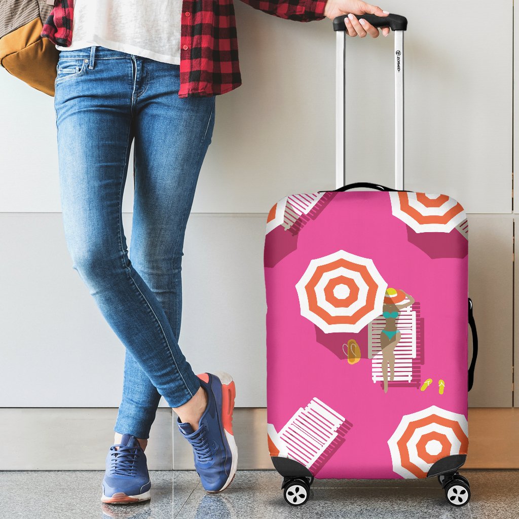 Beach Top View Umbrella Theme Luggage Cover Protector