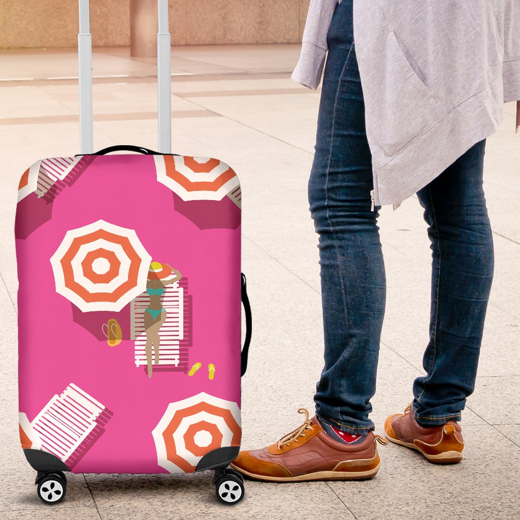 Beach Top View Umbrella Theme Luggage Cover Protector