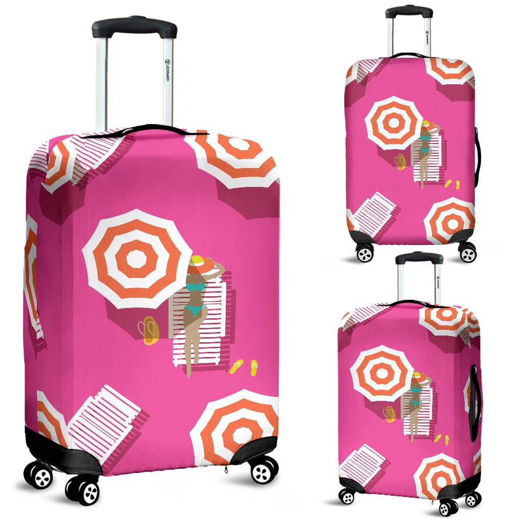 Beach Top View Umbrella Theme Luggage Cover Protector
