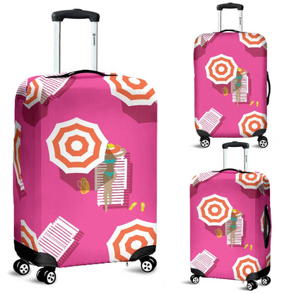 Beach Top View Umbrella Theme Luggage Cover Protector