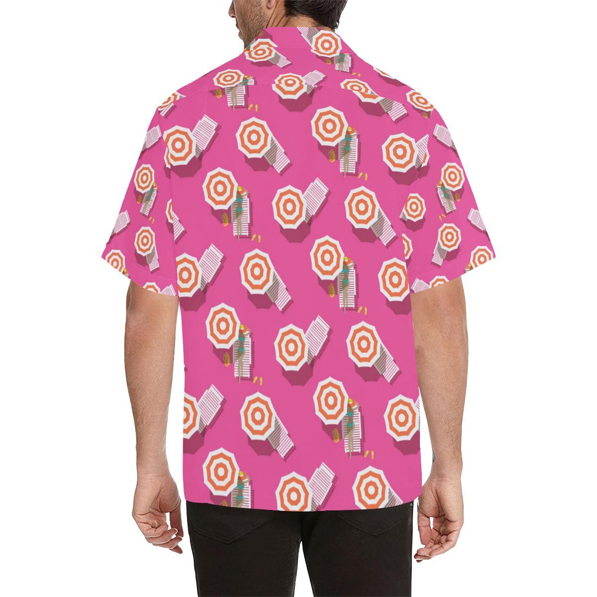 Beach Top View Umbrella Theme Men Aloha Hawaiian Shirt