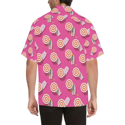 Beach Top View Umbrella Theme Men Aloha Hawaiian Shirt