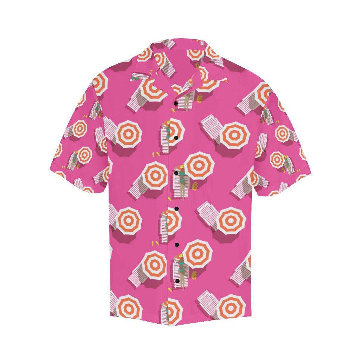 Beach Top View Umbrella Theme Men Aloha Hawaiian Shirt