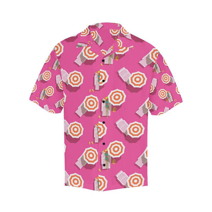 Beach Top View Umbrella Theme Men Aloha Hawaiian Shirt