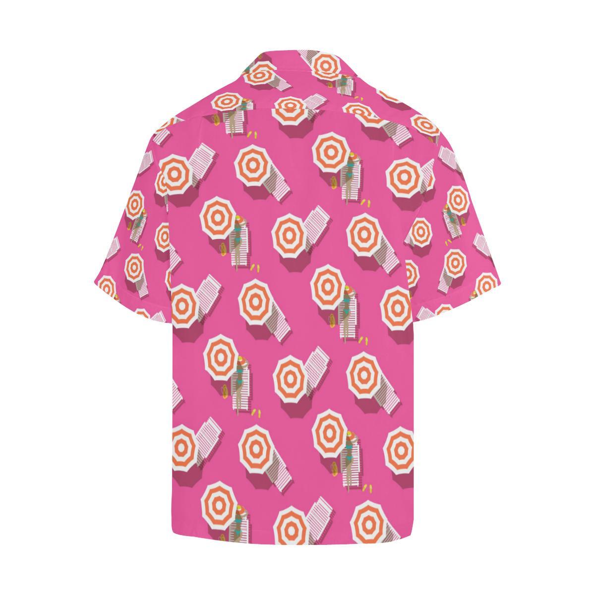 Beach Top View Umbrella Theme Men Aloha Hawaiian Shirt