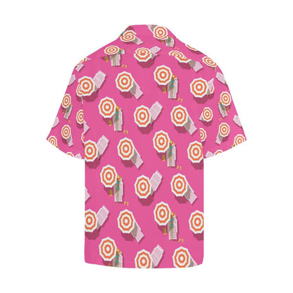 Beach Top View Umbrella Theme Men Aloha Hawaiian Shirt