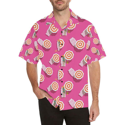 Beach Top View Umbrella Theme Men Aloha Hawaiian Shirt