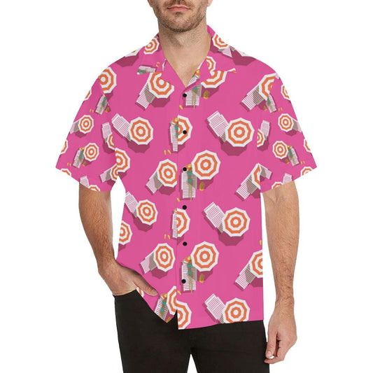Beach Top View Umbrella Theme Men Aloha Hawaiian Shirt