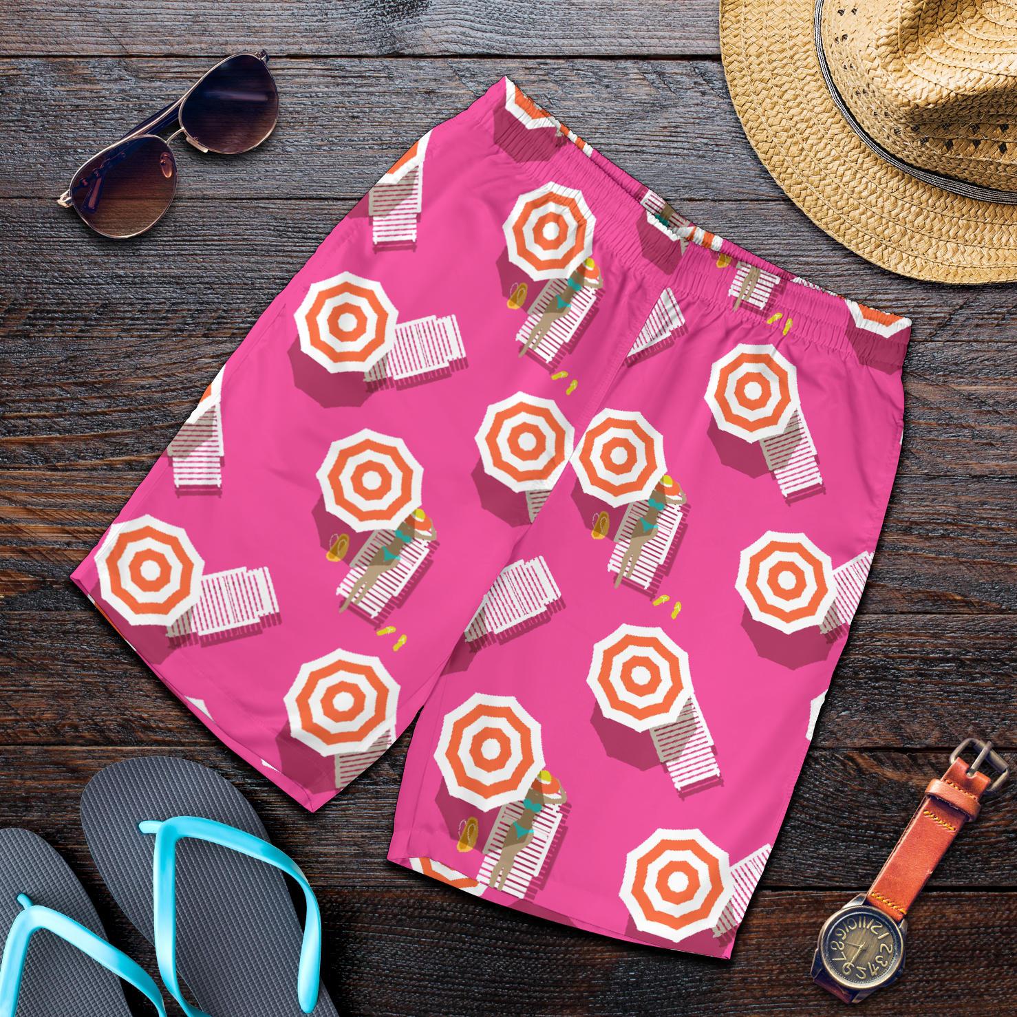 Beach Top View Umbrella Theme Mens Shorts-JTAMIGO.COM