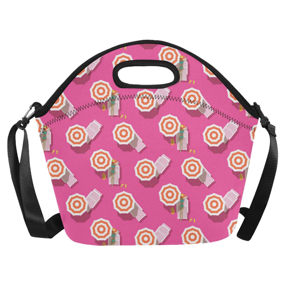 Beach Top View Umbrella Theme Neoprene Lunch Bag (Model 1669)(Large)-JTAMIGO.COM