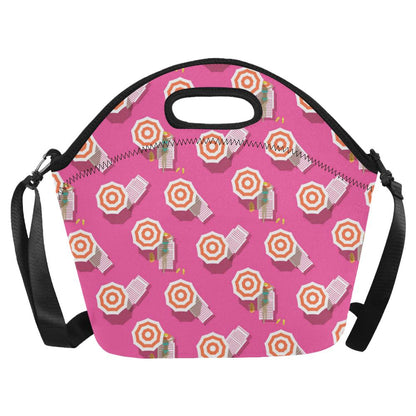 Beach Top View Umbrella Theme Neoprene Lunch Bag (Model 1669)(Large)-JTAMIGO.COM