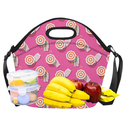 Beach Top View Umbrella Theme Neoprene Lunch Bag (Model 1669)(Large)-JTAMIGO.COM