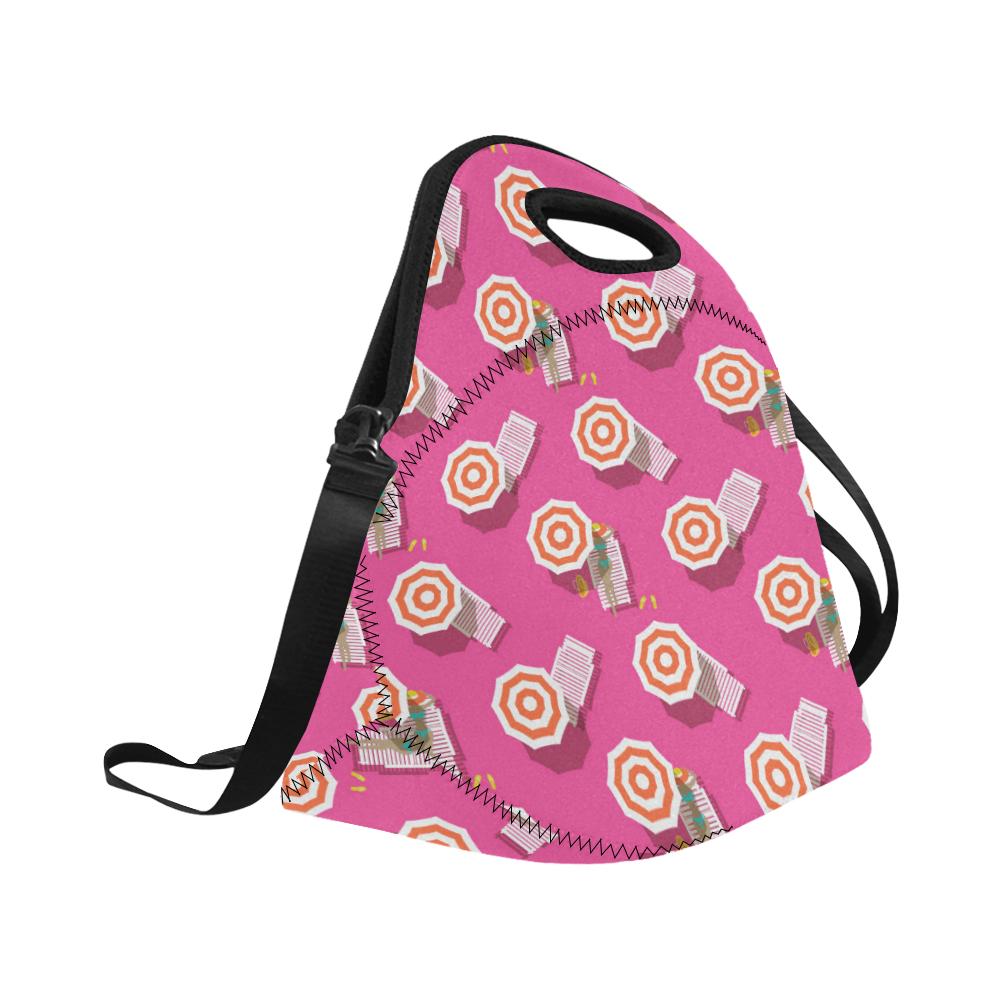 Beach Top View Umbrella Theme Neoprene Lunch Bag (Model 1669)(Large)-JTAMIGO.COM