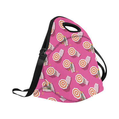 Beach Top View Umbrella Theme Neoprene Lunch Bag (Model 1669)(Large)-JTAMIGO.COM