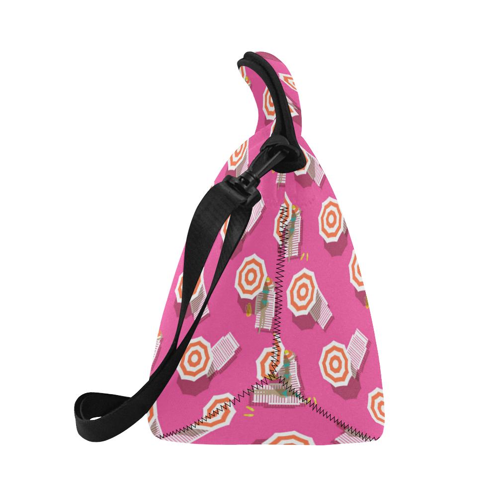 Beach Top View Umbrella Theme Neoprene Lunch Bag (Model 1669)(Large)-JTAMIGO.COM