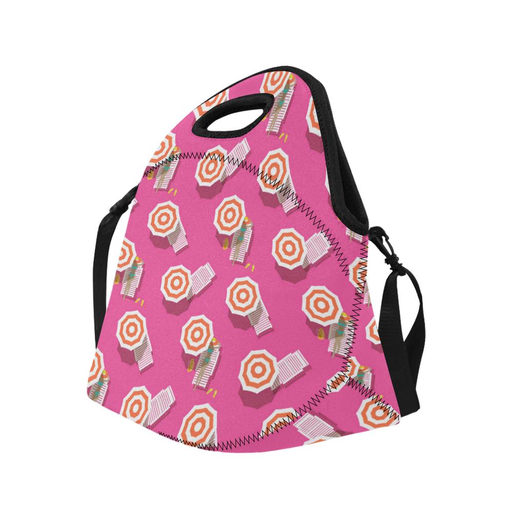 Beach Top View Umbrella Theme Neoprene Lunch Bag (Model 1669)(Large)-JTAMIGO.COM