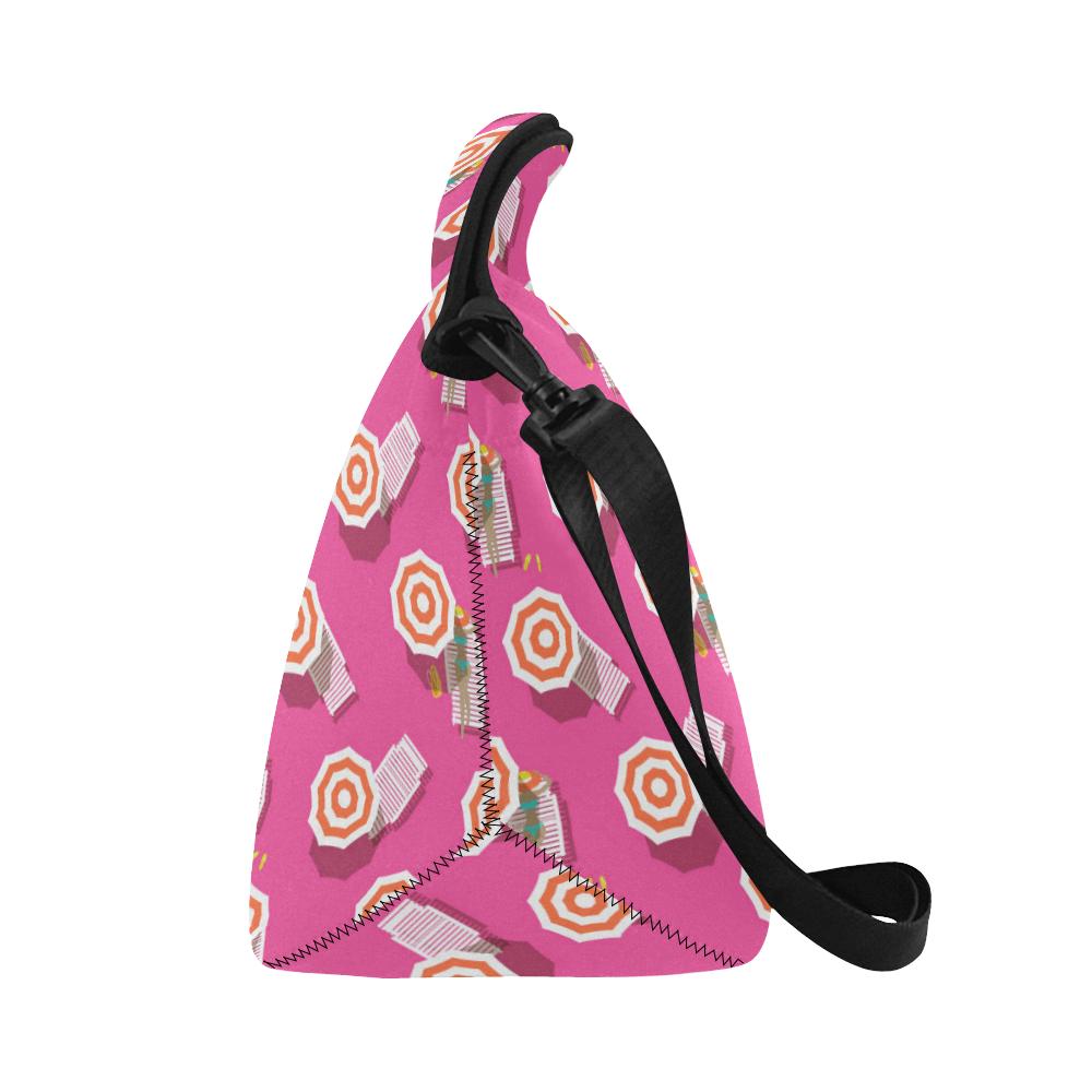 Beach Top View Umbrella Theme Neoprene Lunch Bag (Model 1669)(Large)-JTAMIGO.COM