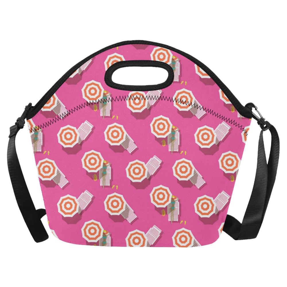 Beach Top View Umbrella Theme Neoprene Lunch Bag (Model 1669)(Large)-JTAMIGO.COM