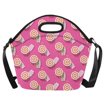 Beach Top View Umbrella Theme Neoprene Lunch Bag (Model 1669)(Large)-JTAMIGO.COM