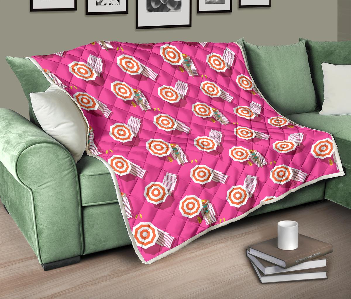 Beach Top View Umbrella Theme Premium Quilt-JTAMIGO.COM