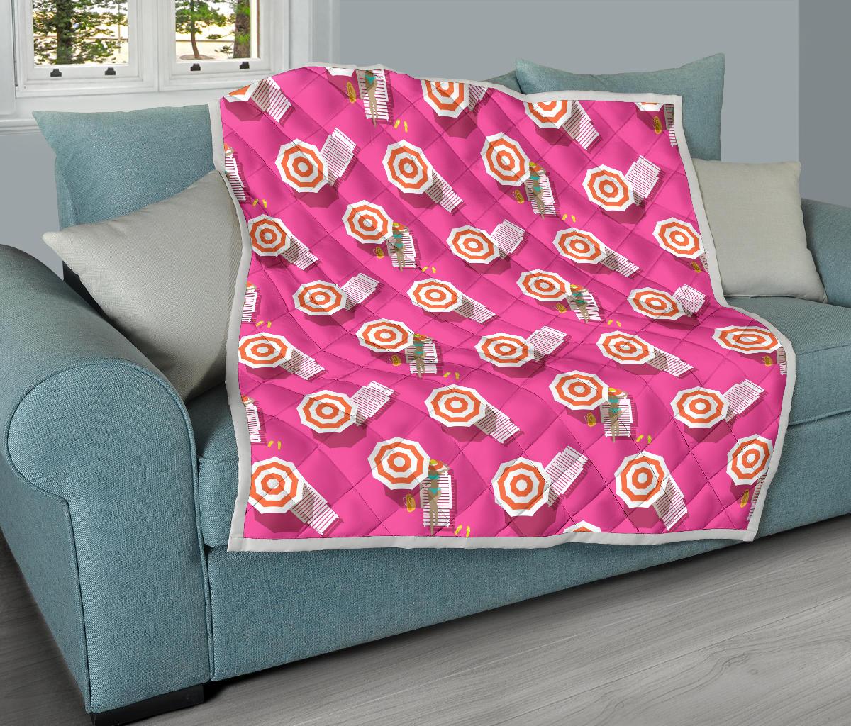 Beach Top View Umbrella Theme Premium Quilt-JTAMIGO.COM