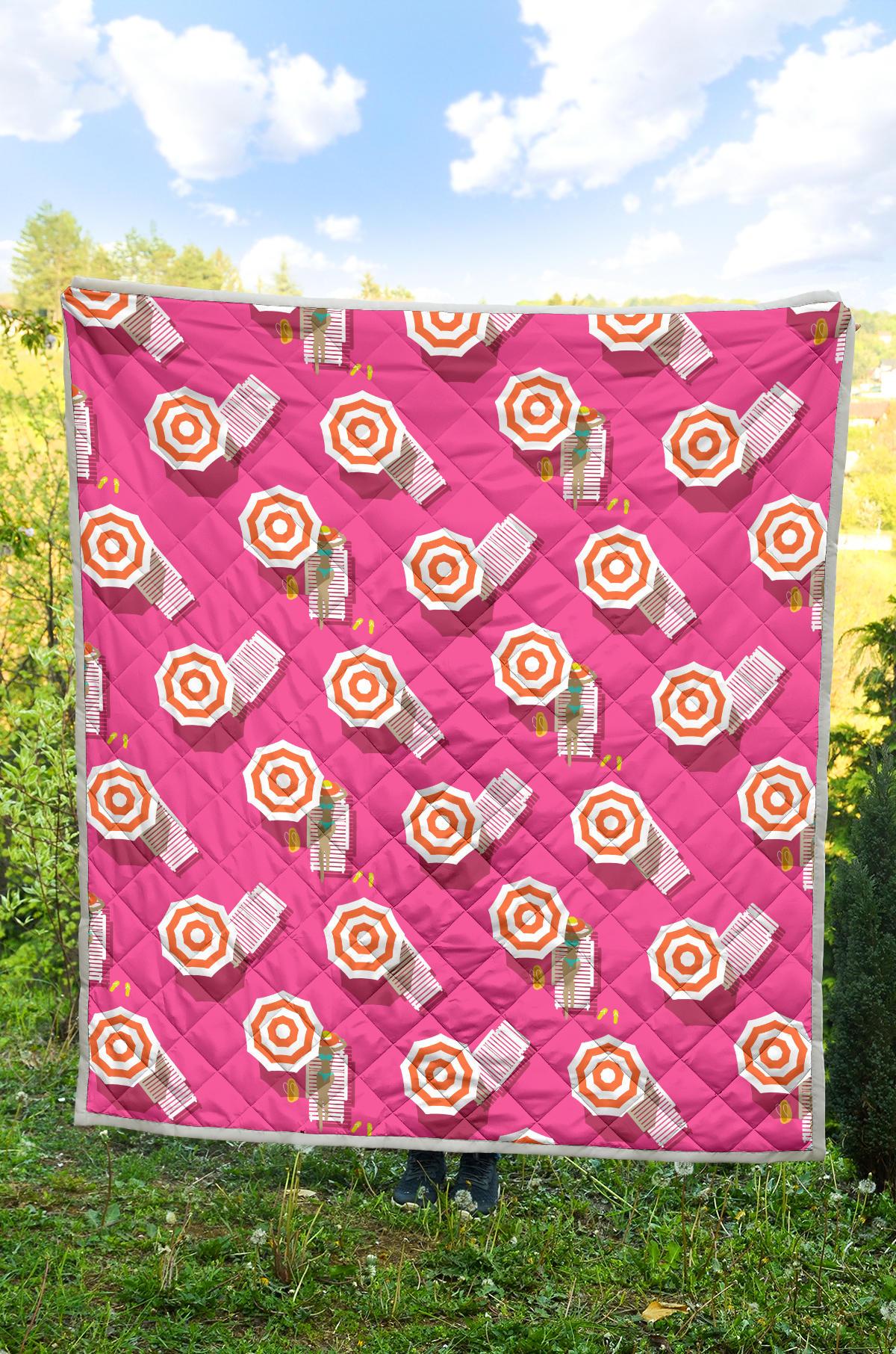 Beach Top View Umbrella Theme Premium Quilt-JTAMIGO.COM