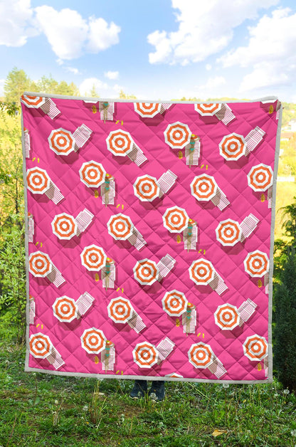 Beach Top View Umbrella Theme Premium Quilt-JTAMIGO.COM