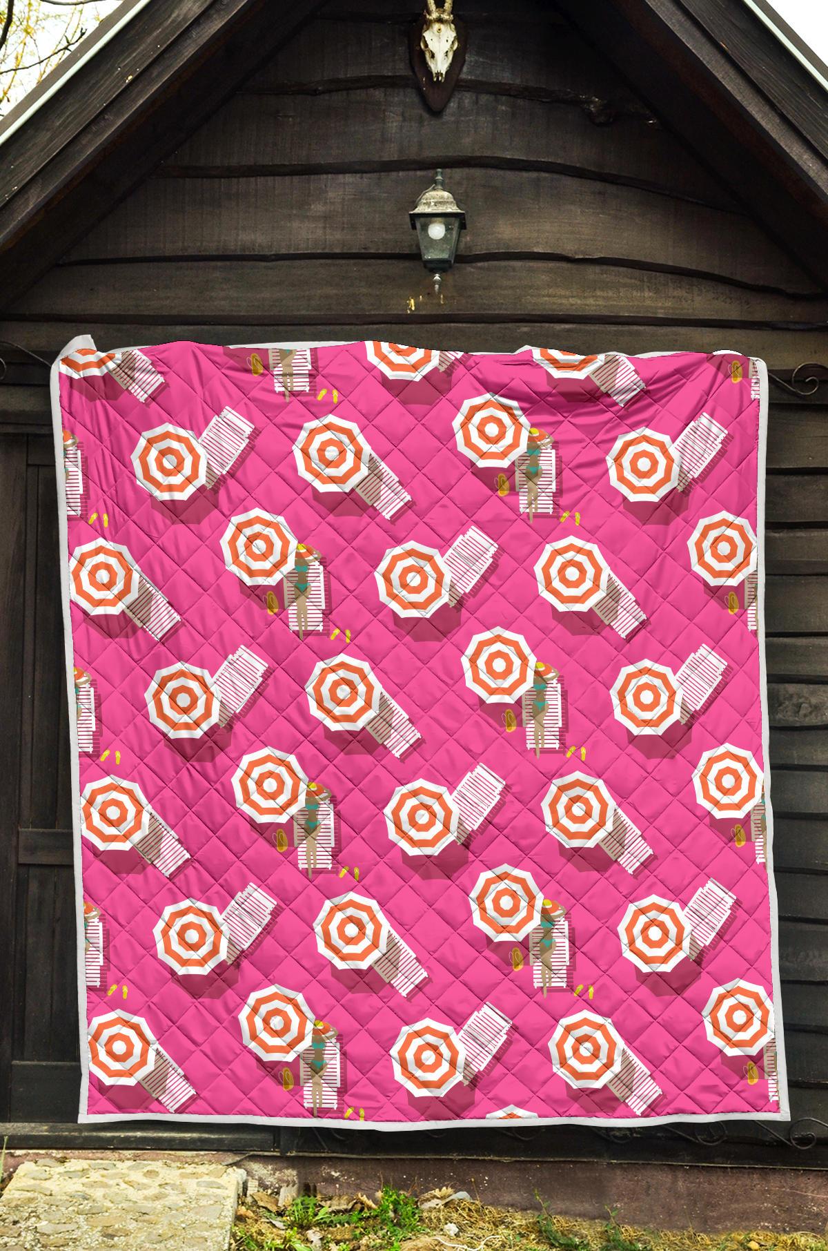Beach Top View Umbrella Theme Premium Quilt-JTAMIGO.COM
