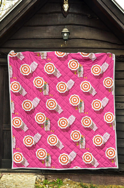 Beach Top View Umbrella Theme Premium Quilt-JTAMIGO.COM