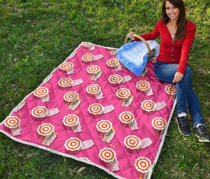 Beach Top View Umbrella Theme Premium Quilt-JTAMIGO.COM