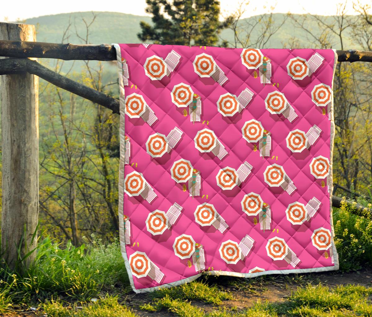 Beach Top View Umbrella Theme Premium Quilt-JTAMIGO.COM