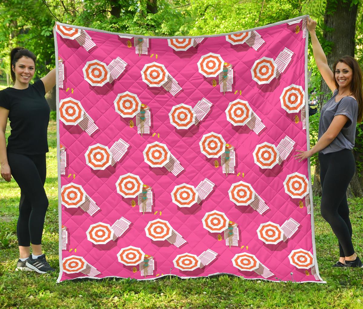Beach Top View Umbrella Theme Premium Quilt-JTAMIGO.COM