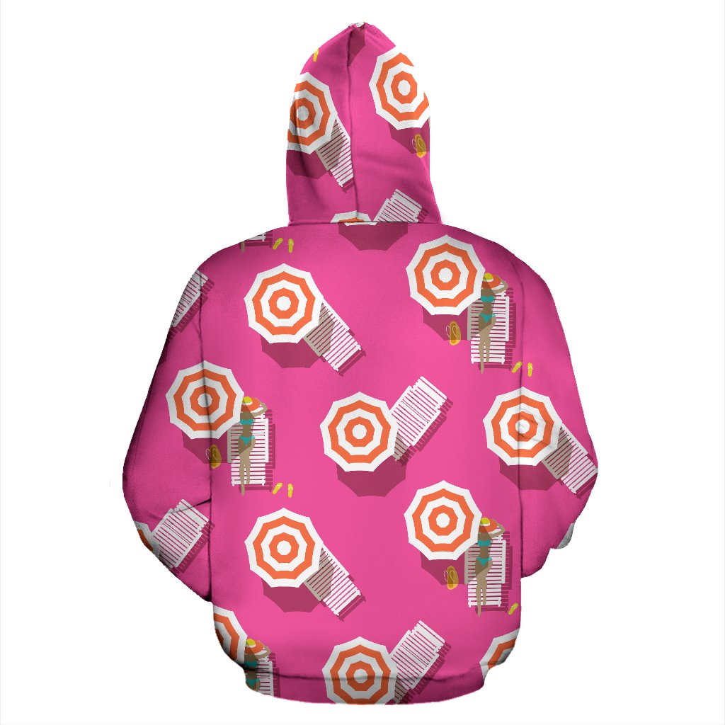 Beach Top View Umbrella Theme Pullover Hoodie