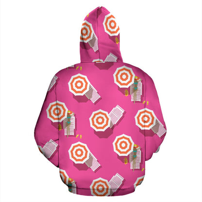 Beach Top View Umbrella Theme Pullover Hoodie