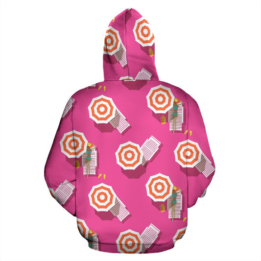 Beach Top View Umbrella Theme Pullover Hoodie