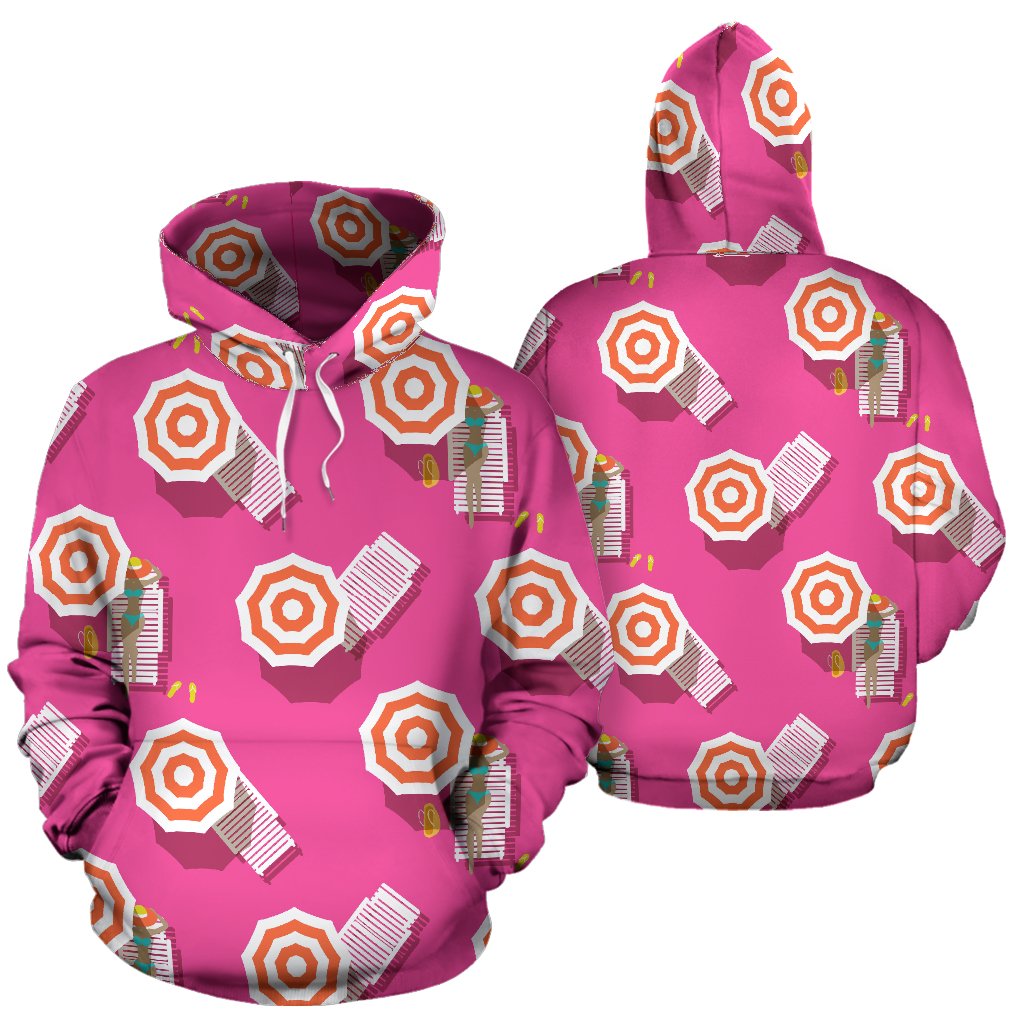 Beach Top View Umbrella Theme Pullover Hoodie