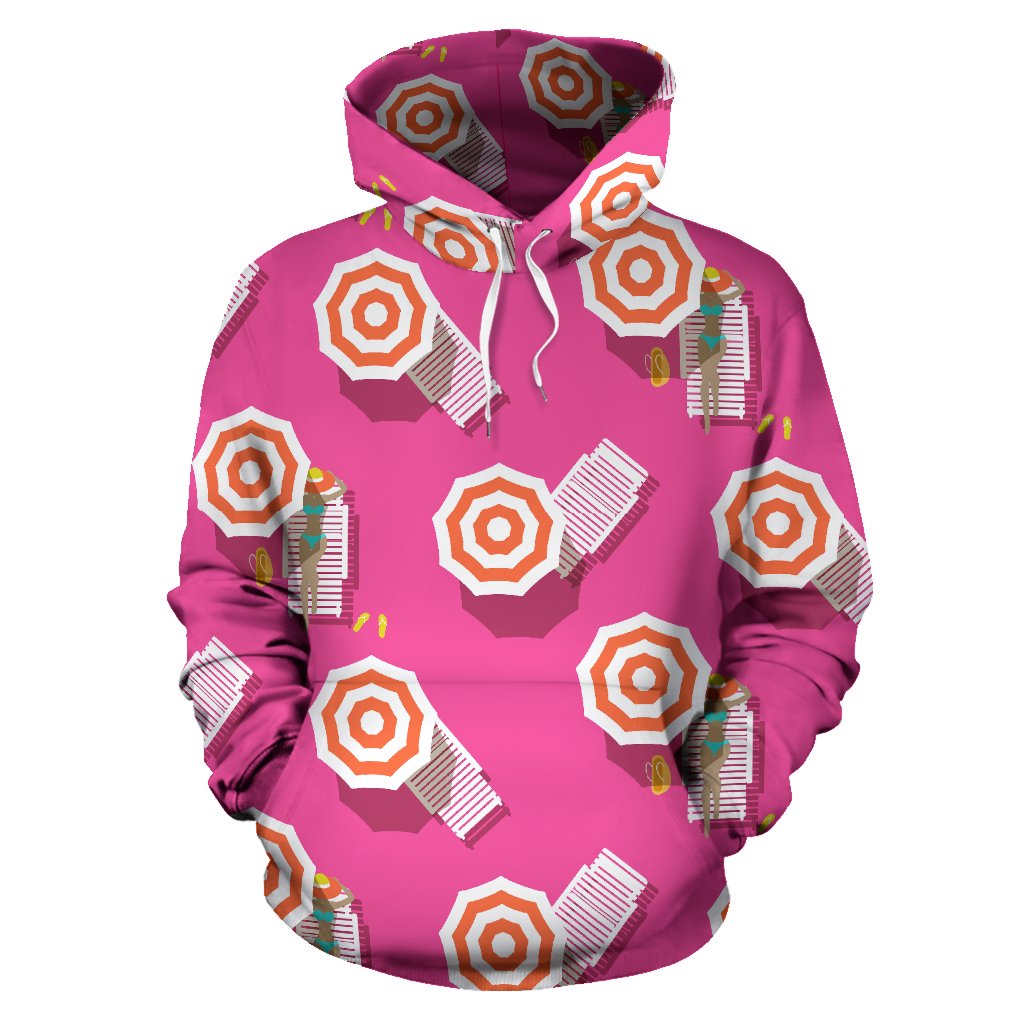 Beach Top View Umbrella Theme Pullover Hoodie