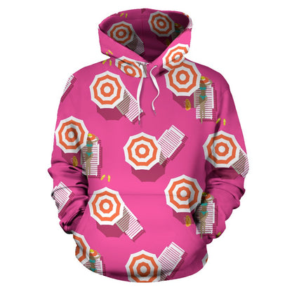 Beach Top View Umbrella Theme Pullover Hoodie